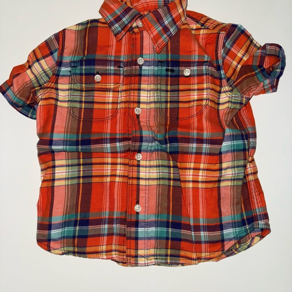 Ralph Lauren Kids Plaid Shirt - Orange and Blue